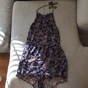 Flowy blue/tan urban outfitters romper